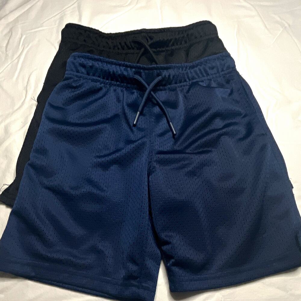 Athletic Boys Mesh Basketball Shorts Drawstring Elastic Waist Blue/Black 8(0075)